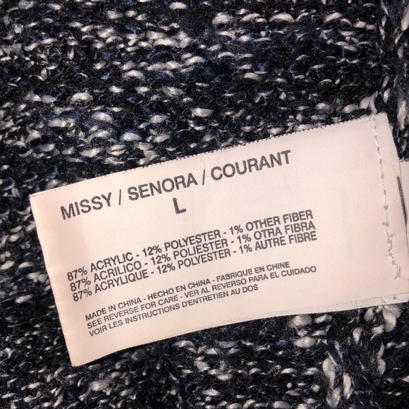 Vintage America size large black marled knit open front sweater cardigan - Picture 4 of 4